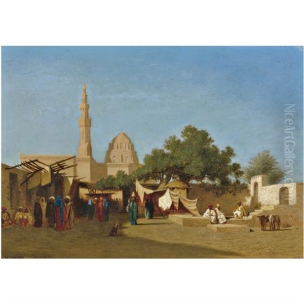 La Mosquee Du Sultan Hassan, Caire Oil Painting by Charles Theodore (Frere Bey) Frere