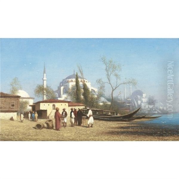 Tophane, Constantinople Oil Painting by Charles Theodore (Frere Bey) Frere