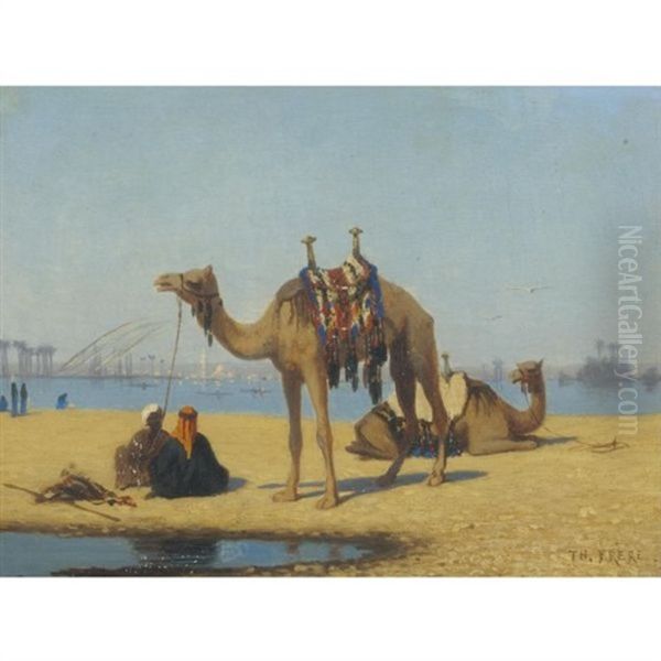 Camels By The Nile by Charles Theodore (Frere Bey) Frere