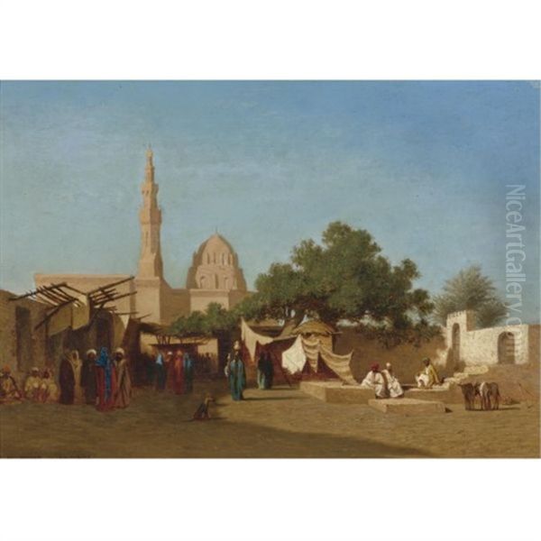 Mosque Of Sultan Hassan, Cairo Oil Painting by Charles Theodore (Frere Bey) Frere