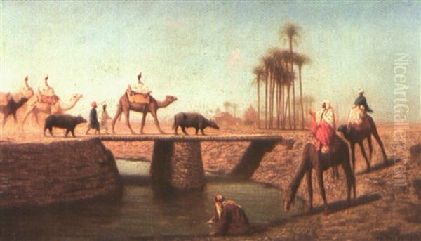 Un Pont Hte Egypte Oil Painting by Charles Theodore (Frere Bey) Frere