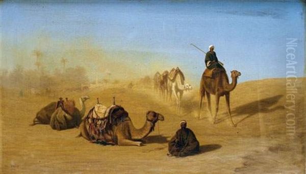 Caravane Dans Le Desert Oil Painting by Charles Theodore (Frere Bey) Frere