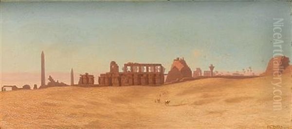 The Ruins Of Karnak, Thebes Oil Painting by Charles Theodore (Frere Bey) Frere