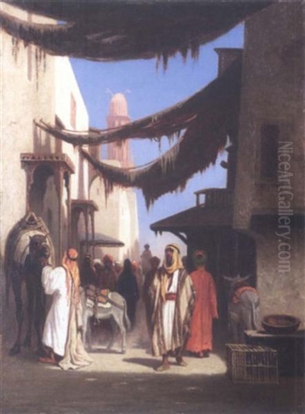 Une Rue Au Caire Oil Painting by Charles Theodore (Frere Bey) Frere