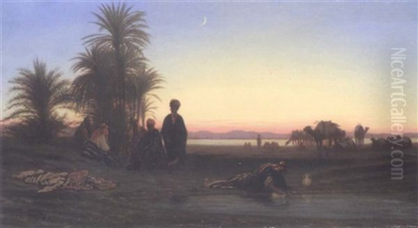 Effet Du Soir, Rives Du Nil (haute Egypte) Oil Painting by Charles Theodore (Frere Bey) Frere