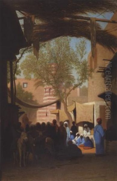 Scene De Marche Au Caire Oil Painting by Charles Theodore (Frere Bey) Frere