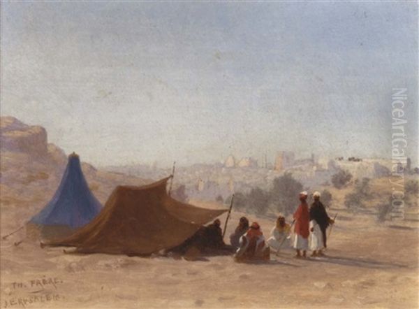 Encampment Outside The Walls Of Jerusalem Oil Painting by Charles Theodore (Frere Bey) Frere