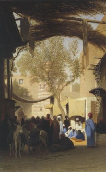 L'entree Du Souk Au Caire Oil Painting by Charles Theodore (Frere Bey) Frere