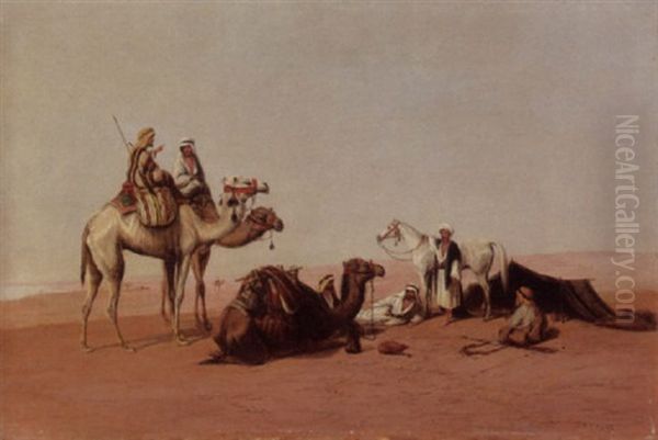 An Encampment In The Desert Oil Painting by Charles Theodore (Frere Bey) Frere