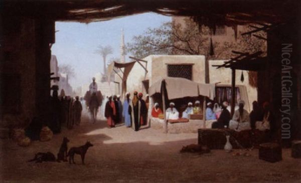 A Market In Cairo Oil Painting by Charles Theodore (Frere Bey) Frere