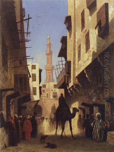 A Street In Khan El Khalily, Cairo by Charles Theodore (Frere Bey) Frere