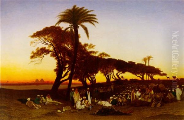 Twilight Near Cairo Oil Painting by Charles Theodore (Frere Bey) Frere