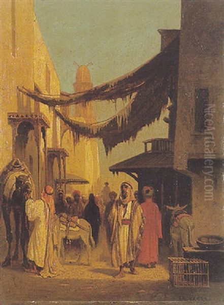 Rue  Du Caire Oil Painting by Charles Theodore (Frere Bey) Frere