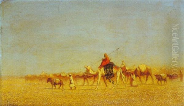 Caravane En Marche, Desert De Syrie Oil Painting by Charles Theodore (Frere Bey) Frere