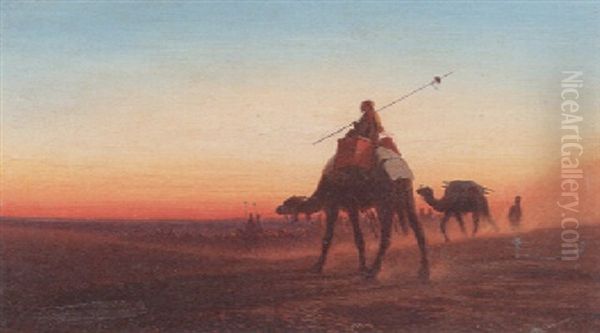 Caravanne Au Couche-sol Oil Painting by Charles Theodore (Frere Bey) Frere