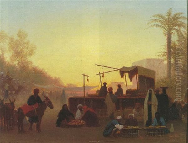 An Arab Market, Cairo Oil Painting by Charles Theodore (Frere Bey) Frere