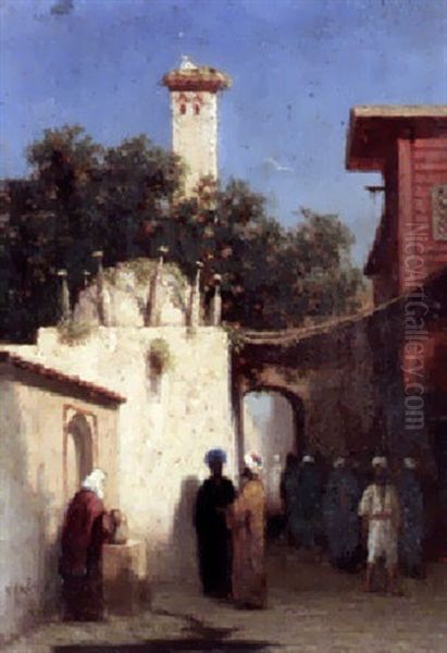 A Street In Constantinople Oil Painting by Charles Theodore (Frere Bey) Frere