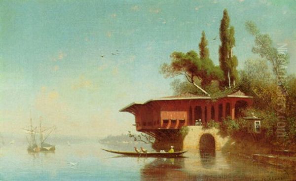 A Summer House On The Bosphorus Oil Painting by Charles Theodore (Frere Bey) Frere