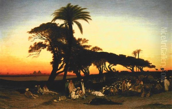 Twilight Near Cairo Oil Painting by Charles Theodore (Frere Bey) Frere