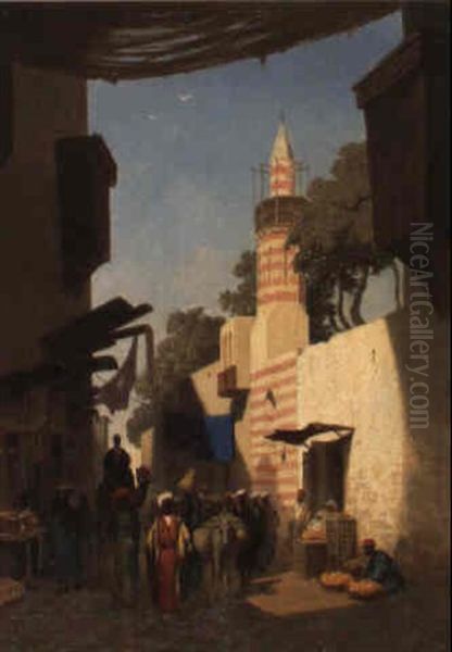 Rue Passante Au Caire Oil Painting by Charles Theodore (Frere Bey) Frere