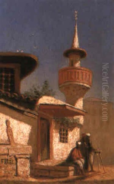 Une Mosquee A Constantinople Oil Painting by Charles Theodore (Frere Bey) Frere