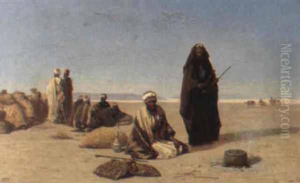 Le Desert De Suez Oil Painting by Charles Theodore (Frere Bey) Frere