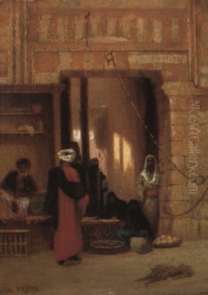 In The Souk Oil Painting by Charles Theodore (Frere Bey) Frere