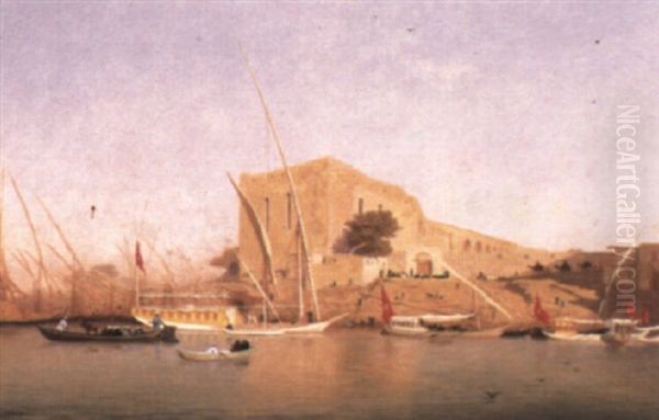 Old Cairo And The Nile Oil Painting by Charles Theodore (Frere Bey) Frere