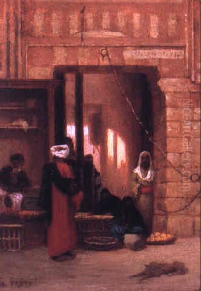 At The Market Oil Painting by Charles Theodore (Frere Bey) Frere