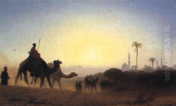 Near Boulak, Cairo Oil Painting by Charles Theodore (Frere Bey) Frere