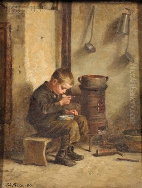 A Pot Of Porridge Oil Painting by Pierre Edouard Frere