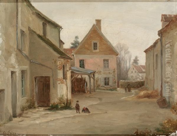 Malerische Dorfstrase Mit Figurenstaffage by Pierre Edouard Frere