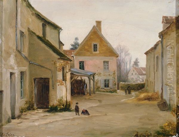 Malerische Dorfstrase Mit Figurenstaffage by Pierre Edouard Frere