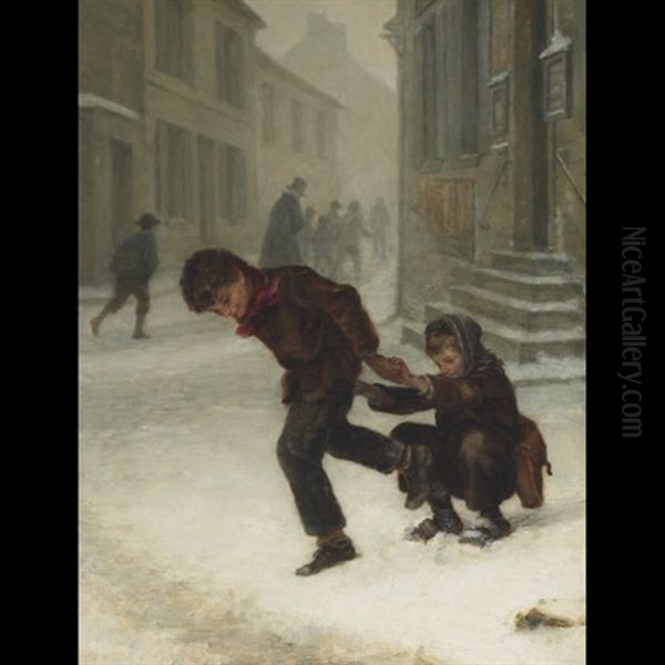 Leaving School Oil Painting by Pierre Edouard Frere