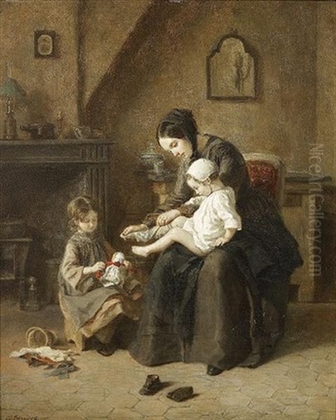 Getting Dressed Oil Painting by Pierre Edouard Frere