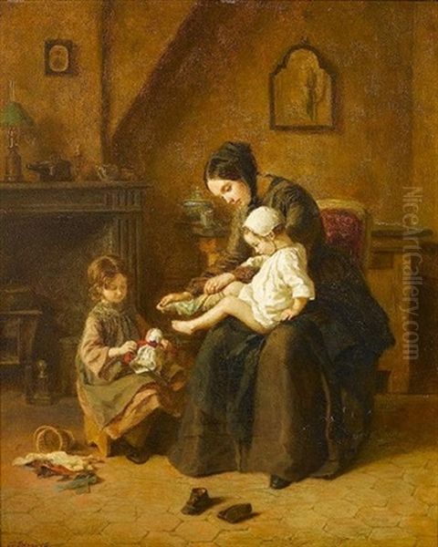 Getting Dressed Oil Painting by Pierre Edouard Frere