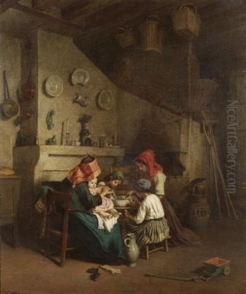 Supper Time Oil Painting by Pierre Edouard Frere