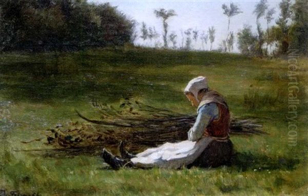 La Ramasseuse De Fagots Oil Painting by Pierre Edouard Frere