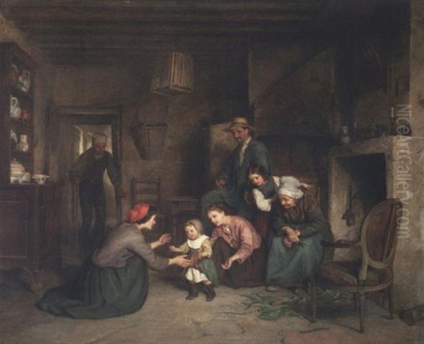 First Steps In Life Oil Painting by Pierre Edouard Frere