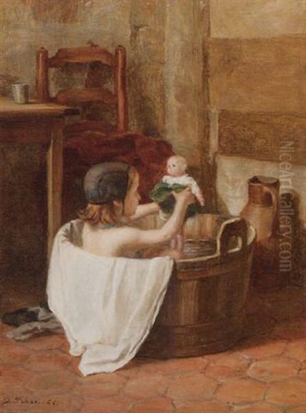 A Special Bathe Oil Painting by Pierre Edouard Frere