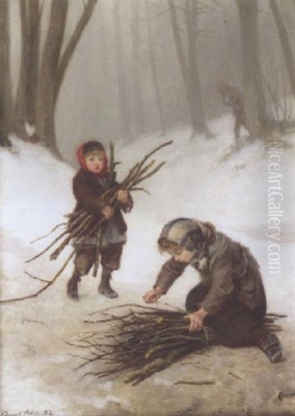 Gathering Faggots Oil Painting by Pierre Edouard Frere