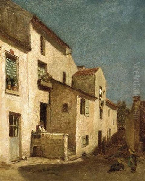 A Courtyard, Ecouen Oil Painting by Pierre Edouard Frere