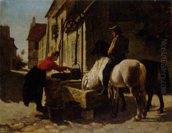 Am Brunnen Oil Painting by Pierre Edouard Frere