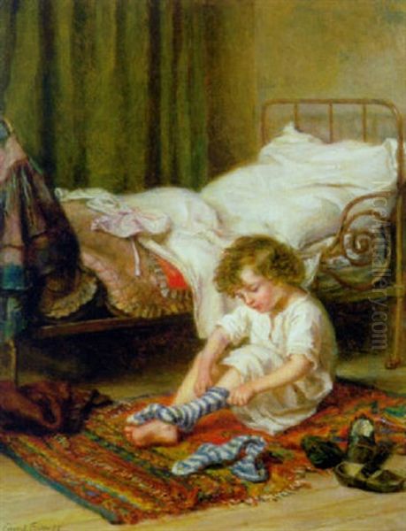 Getting Up Oil Painting by Pierre Edouard Frere