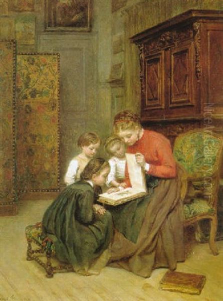 The Family Album Oil Painting by Pierre Edouard Frere