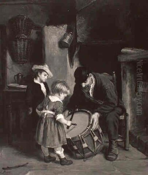 The Drum Lesson Oil Painting by Pierre Edouard Frere