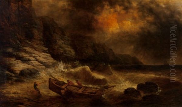 Stormy Seas Oil Painting by William Charles Anthony Frerichs