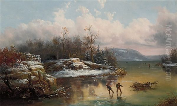 The Skaters Oil Painting by William Charles Anthony Frerichs