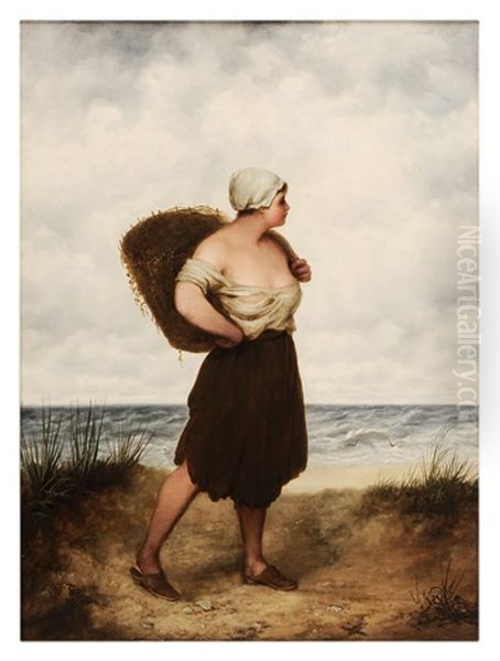 Woman On A Beach Oil Painting by William Charles Anthony Frerichs