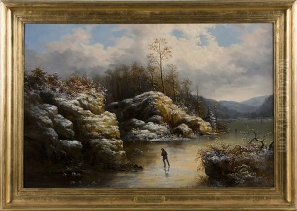 Skater Oil Painting by William Charles Anthony Frerichs